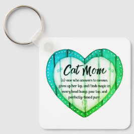 Llavero Rustic Heart Cat Mom Greenleaf Metal Keychain