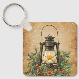 Llavero Rustic lantern holly pine festive winter christmas