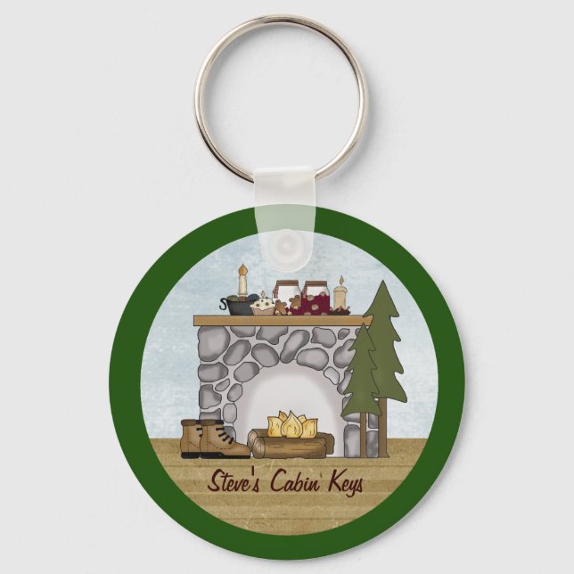 Llavero Rustic Lodge Country Cabin Keys con nombre persona (Anverso)
