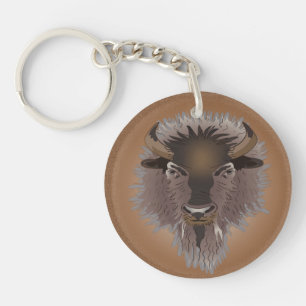 Llavero Rustic Western Plains Bison Keychain