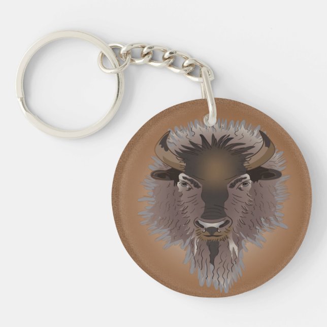 Llavero Rustic Western Plains Bison Keychain (Frente)