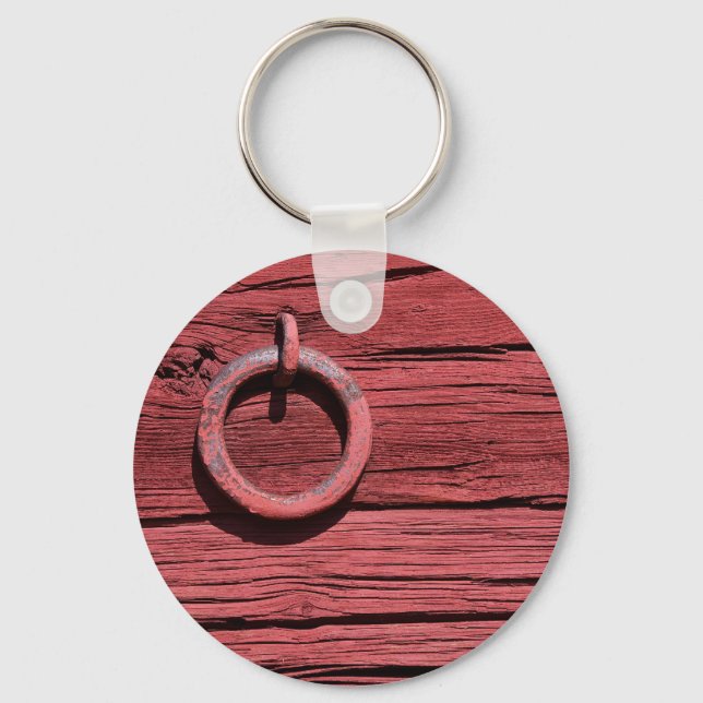 Llavero Rústico Camino Rojo Madera Barn Wall Keyring (Anverso)