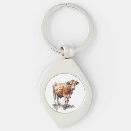 Llavero Rústico retrato de vaca de granja