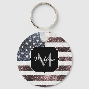Llavero Rústico Rojo Azul Blanco Parpadeando la bandera de