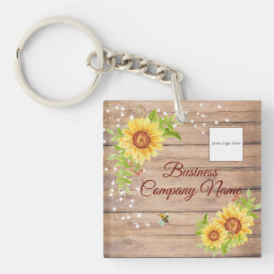 Llavero Rústico Yellow Sunflower Gradient Personalizado Bu