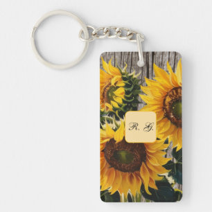 Llavero Rústicos girasoles de campo en la impresión de car