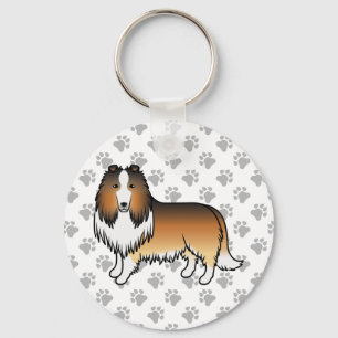 Llavero Sable Rough Collie Cute Cartoon Dog
