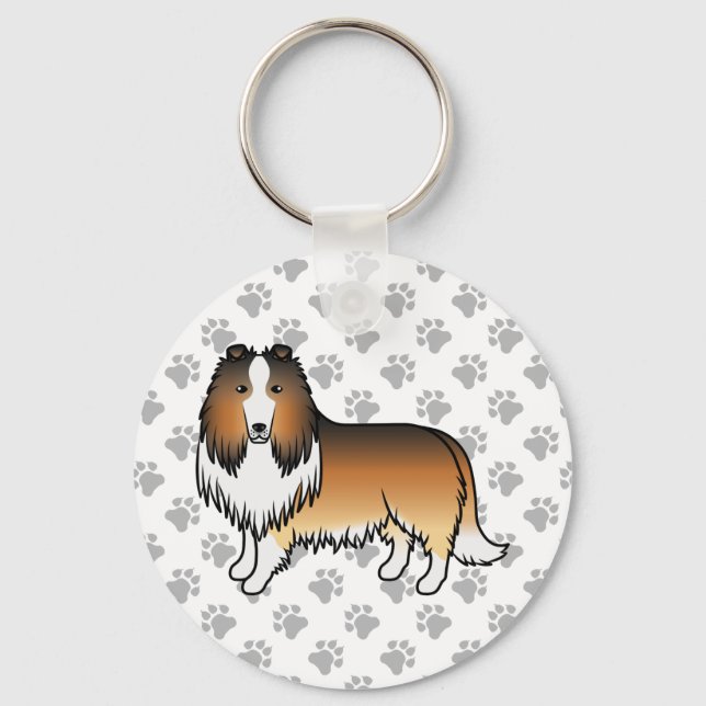 Llavero Sable Rough Collie Cute Cartoon Dog (Anverso)
