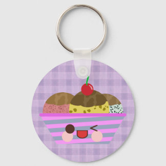 Llavero Sabores de helado sundae Kawaii Deliciosos a cuadr