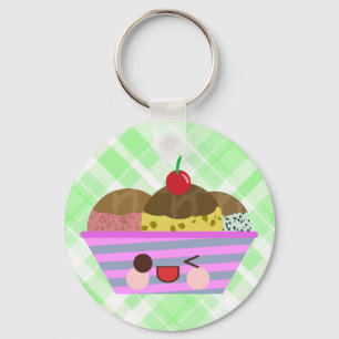 Llavero Sabores Deliciosos de Helado Kawaii Sundae a Cuadr