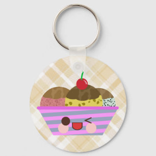 Llavero Sabores Deliciosos de Helado Sundae Kawaii de Cuad