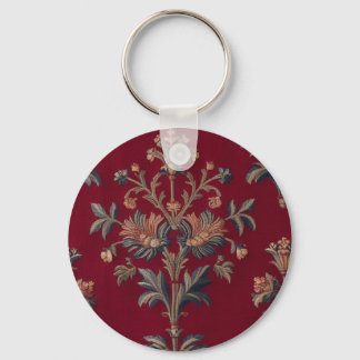 Llavero Sac broderie medievale fleurie en rouge bordeaux