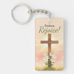 Llavero Sacerdote Pascua Regocíjate Cruz y Lirios Religios