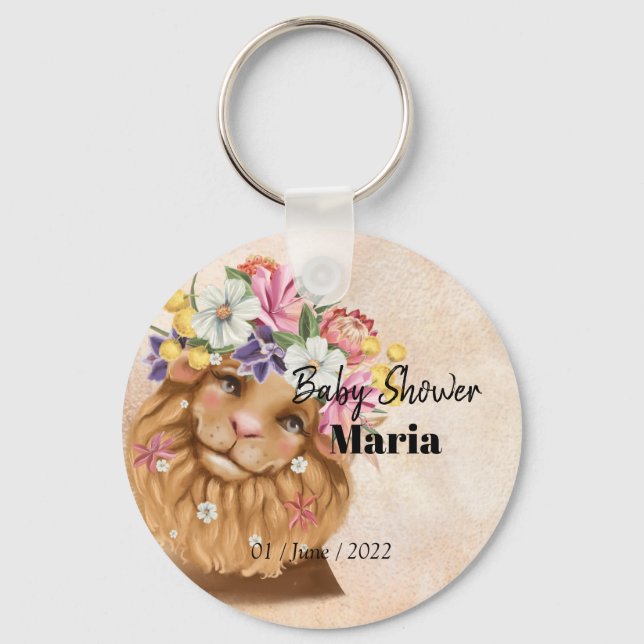 Llavero Safari Wildone baby ducha invitación oro (Anverso)