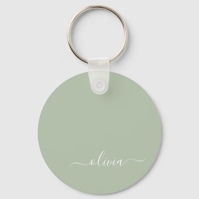 Llavero Sage Green Minimalista Moderno Monograma elegante (Anverso)