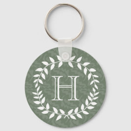 Llavero Sage Green Monograma Elegante Foliage Moderno Wrea