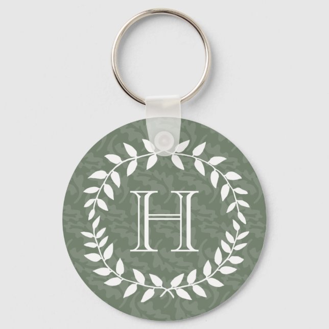 Llavero Sage Green Monograma Elegante Foliage Moderno Wrea (Anverso)
