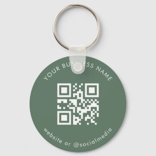 Llavero Sage Green Personalizado Business Qr Code Scan Key