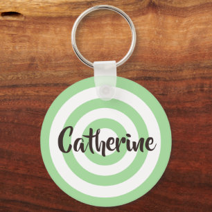 Llavero Sage Verde y Círculos Blancos Nombre Personalizado