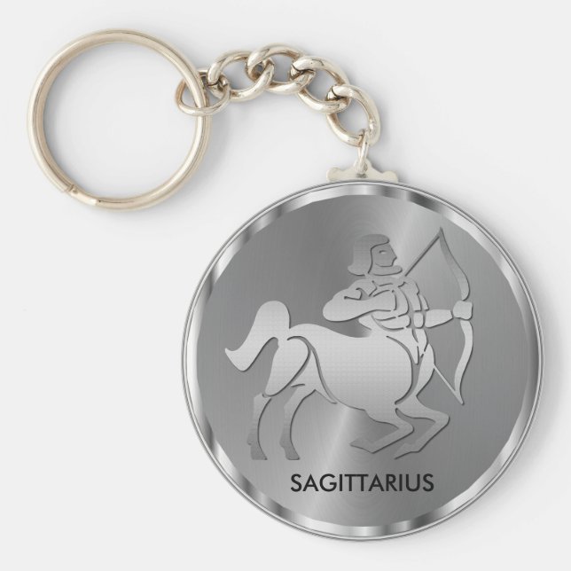 Llavero Sagittarius plateado ♐ el Rótulo Archer - Zodiaco (Frente)