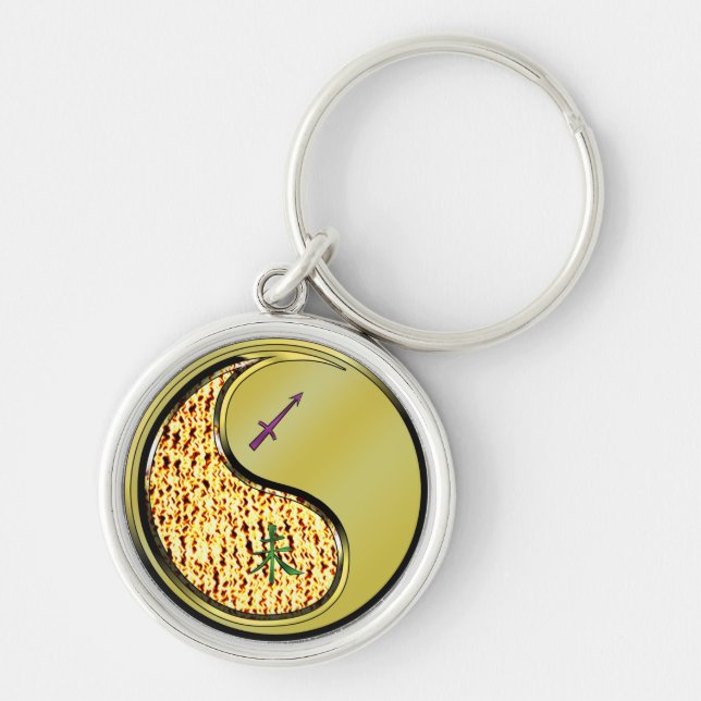 Llavero Sagittarius y cabra Metalizado (Frente)