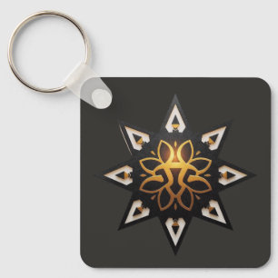 Llavero 🌟 Sagrada Geometría Mandala - Estrella dorada ete