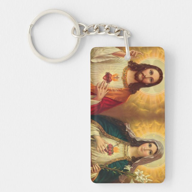 Llavero Sagrado Corazón de Jesús y María Virgen (Frente)