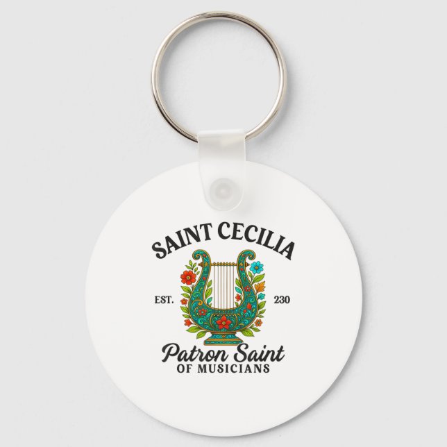 Llavero Saint Cecilia Patron Saint Of Musicians Catholic M (Anverso)