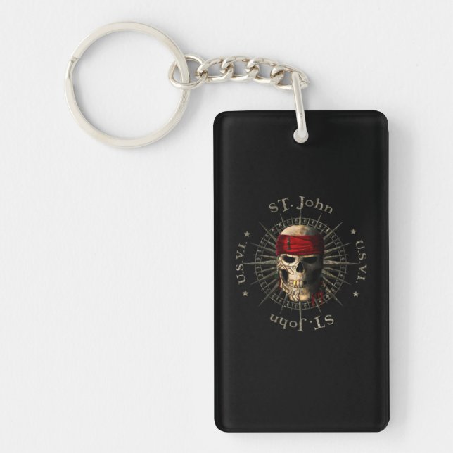 Llavero Saint John USVI Pirate Skull (Frente)