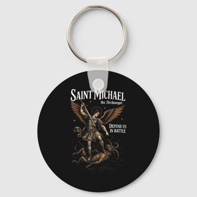 Llavero Saint Michael Defend Us In Battle Archangel Christ (Anverso)