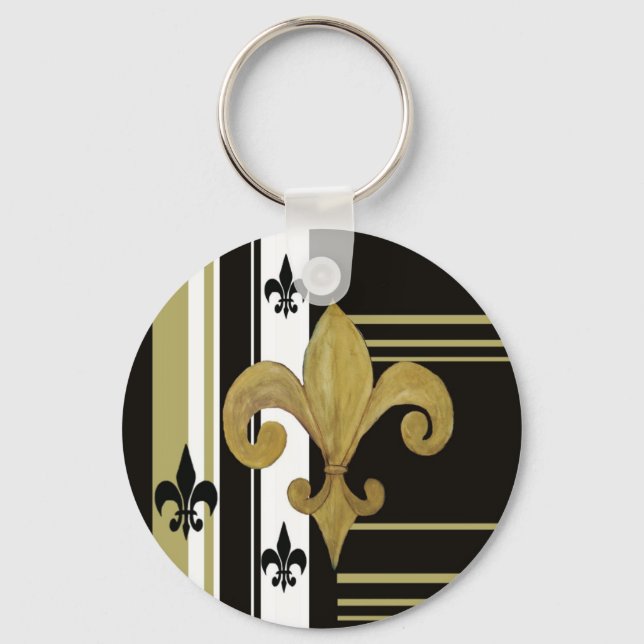 Llavero Saints Black and Gold Fleur de lis (Anverso)