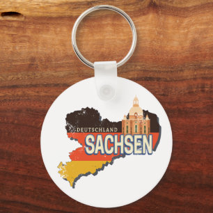 Llavero Sajonia Alemania Mapa del Estado Retro Recuerdos d