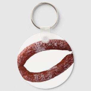 Llavero Salchicha de Chorizo aislada en corte