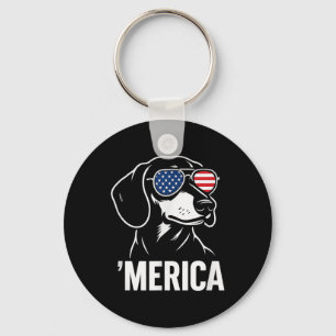 Llavero Salchicha divertida Merica Perro Bandera Americana