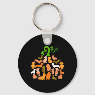 Llavero Salchicha forma de calabaza cuadros leopardo perro