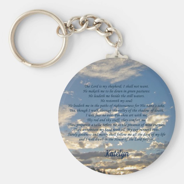 Llavero Salmo 23 Bella Biblia Verse Monograma Cristiano (Frente)