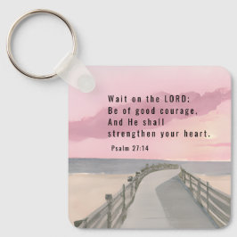 Llavero Salmo 27:14 Esperar en el océano verso de la Bibli