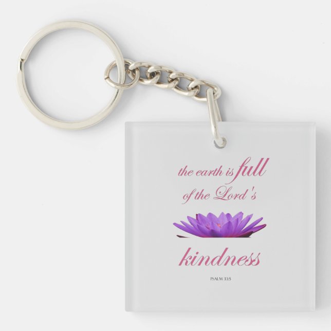 Llavero salmo 33 amabilidad del loto púrpura (Frente)