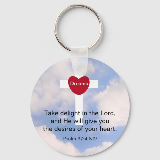 Llavero Salmo 37:4 Deliciar en el cielo azul del Señor (Anverso)