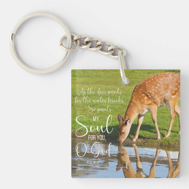 Llavero Salmo 42:1 Mientras los ciervos se acercan a la Bi (Frente)