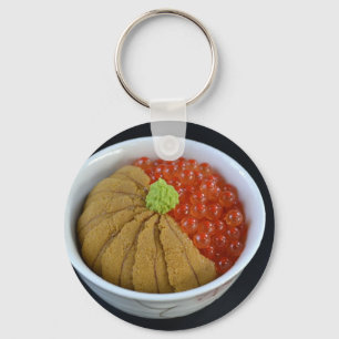 Llavero Salmon Roe Urchin Rice Bowl comida japonesa negra
