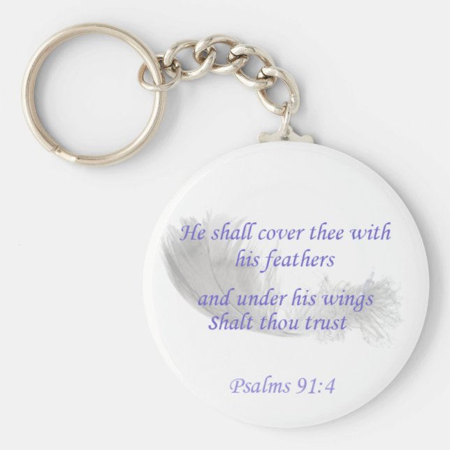 Llavero Salmos 91:4 Te cubrirá con sus plumas (Frente)