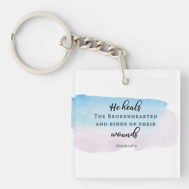 Llavero salmos biblia verso cristiano fe Dios acuarela (Frente)