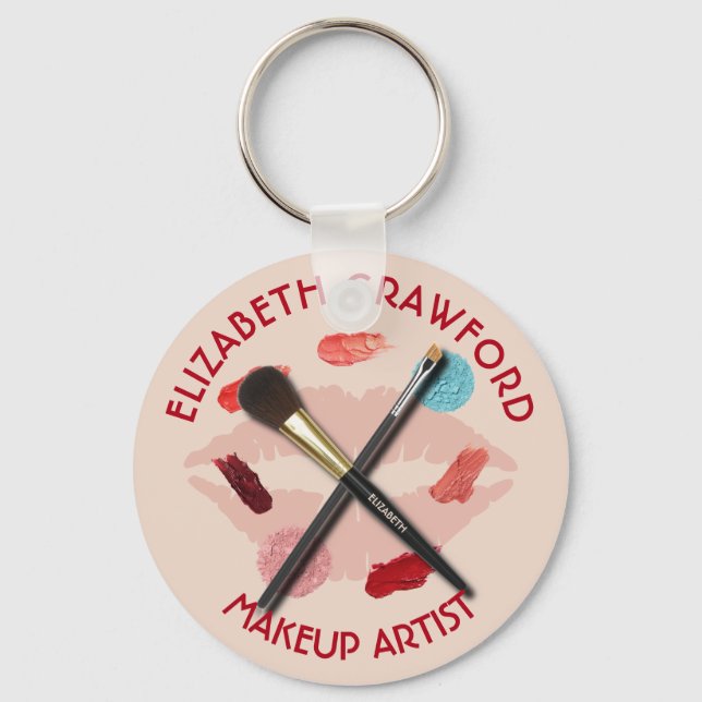 Llavero Salón De Belleza Elegante De Artistas De Maquillaj (Anverso)