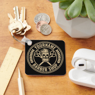 Llavero Salón del cráneo de la peluquería personalizada Ro