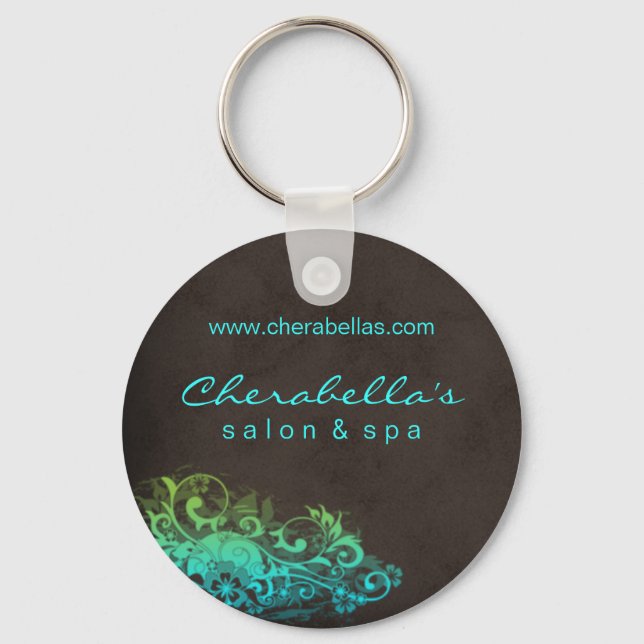 Llavero Salon Spa Floral Key Chain Blue Green (Anverso)