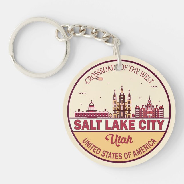 Llavero Salt Lake City Utah City Skyline Emblem (Frente)