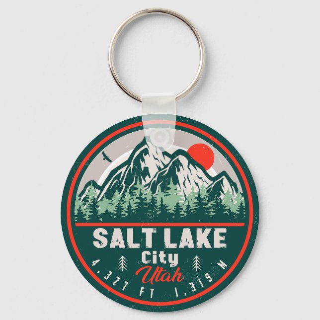 Llavero Salt Lake City Utah Retro Sunset Souvenirs 60