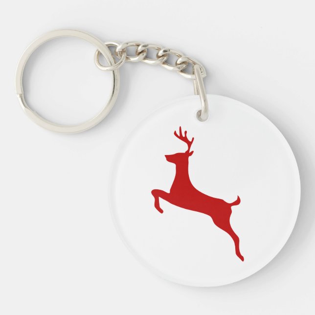 Llavero Salto de renos Navidades Red Silhouette T-Shirt (Frente)
