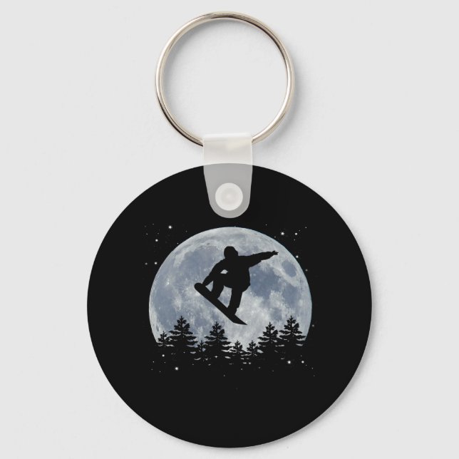 Llavero Salto De Snowboard Frente A La Luna (Anverso)